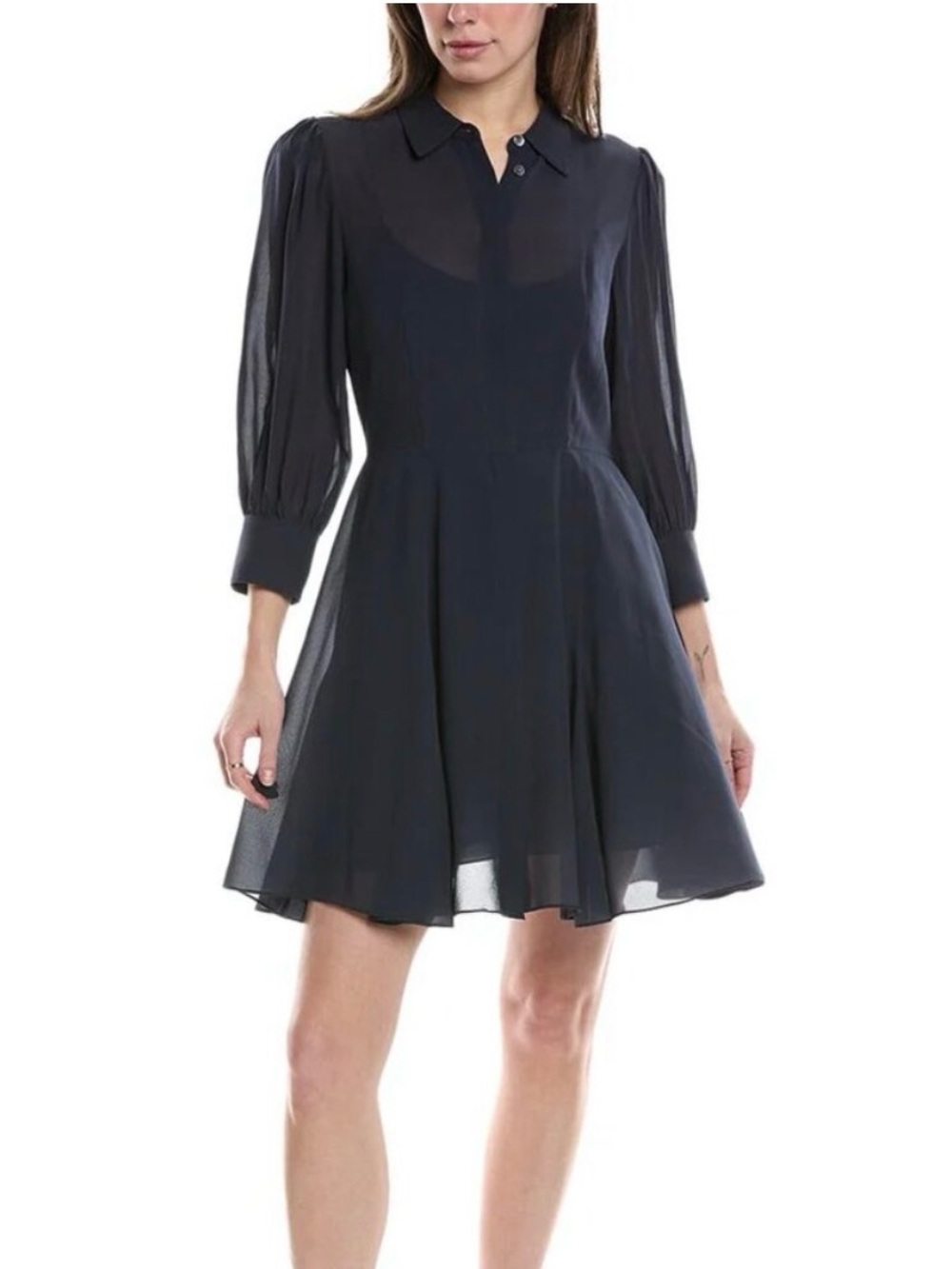 Theory • Blue Volume Silk Mini Dress • Sz 00